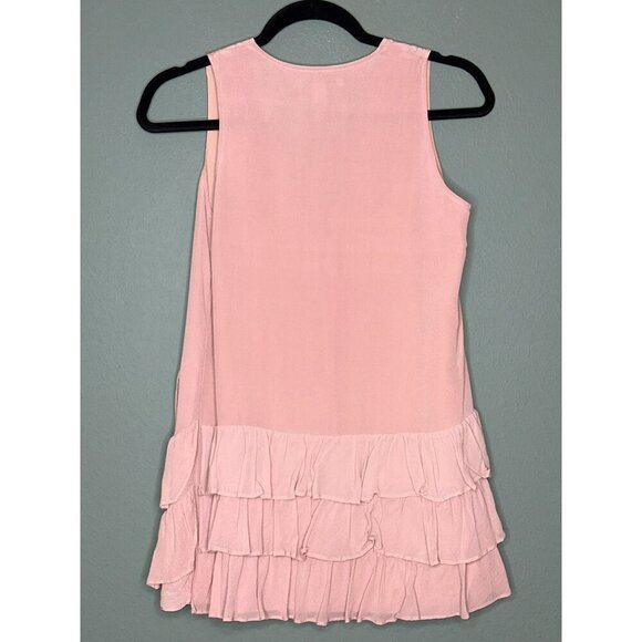 Banana Republic Silk Blouse Womens XS Scoop Neck Cascade Ruffle Sleeveless - Picture 2 of 9